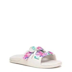 Chaco | Chillos slide sandal - kids' white tie dye boho beach summer.